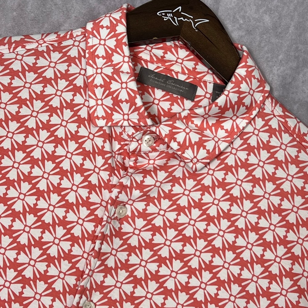 Daniel Cremieux Signature Collection Mens Coral Floral 100% Cotton Polo‎ Shirt L